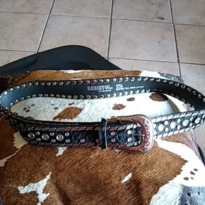 Full grain cowhide rhinestone Western belt